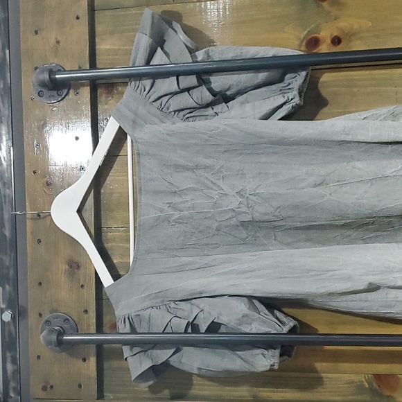 80s 90s VTG VINTAGE LONG DRESS W PUFF RUFFLE SLEEVES BUTTON DOWN STATEMENT RETRO - Picture 8 of 11